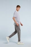 Pantalón jogger unicolor con cintura elástica y puños en rib