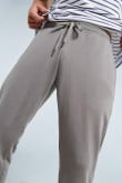 Pantalón jogger unicolor con cintura elástica y puños en rib