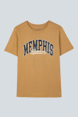 Camiseta kaki con manga corta y diseño college de Memphis