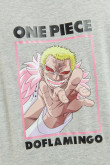 Camiseta unicolor con diseño de One Piece y manga corta