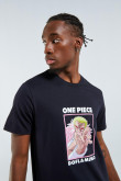 Camiseta unicolor con diseño de One Piece y manga corta