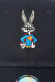 Cachucha azul intensa beisbolera con diseño de Bugs Bunny