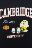 Camiseta azul con diseño college de Snoopy y Cambridge