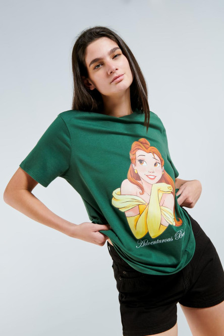 Camiseta manga corta unicolor con estampado de Princesa