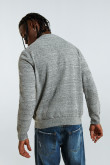 Suéter tejido gris intenso con cuello redondo y ajuste ceñido
