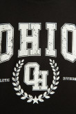 Buzo negro crop top con diseño college de Ohio