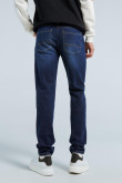 Jean skinny azul ajustado con bolsillos y costuras cafés