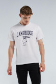 Camiseta manga corta blanca con diseño college de Snoopy y Cambridge