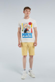 Camiseta manga corta crema con diseño en frente de Popeye