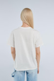 Camiseta crema clara con manga corta y diseño college de Snoopy & Harvard