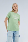 Camiseta verde clara con manga corta y diseño college de New Orleans