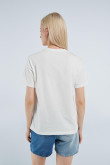Camiseta crema clara con diseño college de New York y cuello redondo