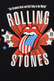 Camiseta azul con diseño de The Rolling Stones y manga corta
