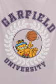 Camiseta lila oscura con manga corta y diseño college de Garfield