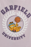 Camiseta lila oscura con manga corta y diseño college de Garfield