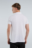 Camiseta polo manga corta unicolor con detalles tejidos