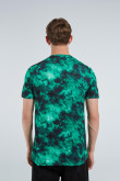 Camiseta cuello redondo verde tie dye con diseño de Matrix