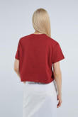 Camiseta roja violeta crop top con diseño college de Snoopy & Harvard