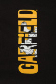 Camiseta crop top negra con diseño de Garfield y manga corta