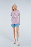 Camiseta lila clara con diseño de Pinky y Cerebro y manga corta