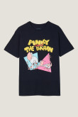 Camiseta azul intensa con manga corta y diseño de Pinky y Cerebro