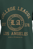 Camiseta cuello redondo unicolor con texto college en frente
