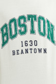 Camiseta manga corta crema con diseño college de Boston