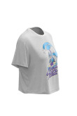 Camiseta crop top unicolor en algodón con diseño de Stitch