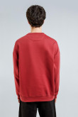 Buzo oversize cuello redondo rojo oscuro con diseño college