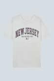 Camiseta crema clara con diseño college de New Jersey