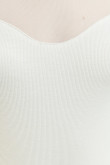 Body blanco con cuello redondo, manga corta y escote con transparencia