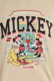 Buzo cuello redondo oversize kaki con diseño Mickey navidad