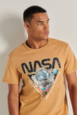Camiseta en algodón kaki con manga corta y diseño de NASA