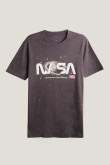Camiseta en algodón gris con cuello redondo y diseño de NASA