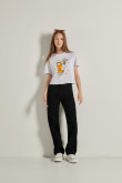 Camiseta crop top blanca manga corta y diseño de Garfield
