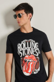 Camiseta manga corta azul intensa y diseño de Rolling Stones