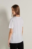 Camiseta blanca en algodón con manga corta y diseño de Barbie