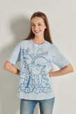 Camiseta azul con cuello redondo y diseño de Los Picapiedra