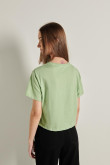 Camiseta verde clara crop top con diseño college de Seattle en frente