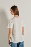 Camiseta en algodón unicolor con diseño college y cuello redondo