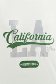 Camiseta cuello redondo unicolor con texto college de Los Ángeles en frente