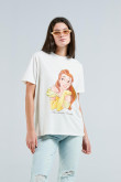 Camiseta manga corta unicolor con estampado de Princesa en frente