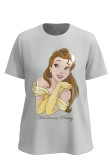 Camiseta manga corta unicolor con estampado de Princesa en frente