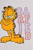 Camiseta crop top oversize blanca con diseño de Garfield en frente