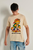 Camiseta cuello redondo kaki con diseño urbano de Garfield