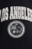 Buzo azul intenso con texto college de Los Ángeles y cuello redondo