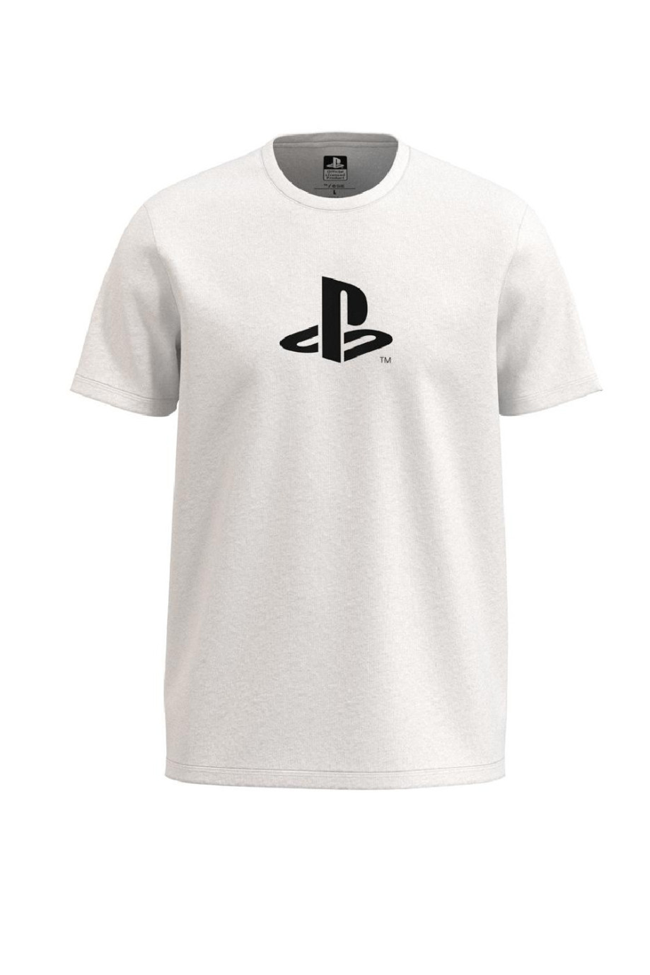 Camiseta unicolor en algodón con diseño de PlayStation y cuello redondo