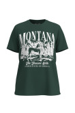 Camiseta unicolor con diseño college de Montana y cuello redondo
