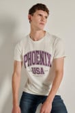 Camiseta unicolor con texto college de Phoenix y manga corta