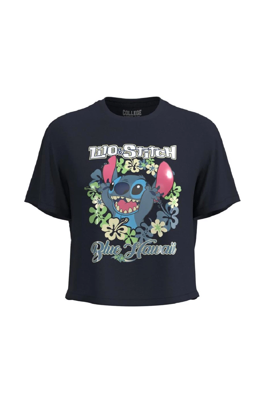Camiseta unicolor con manga corta y diseño de Lilo & Stitch
